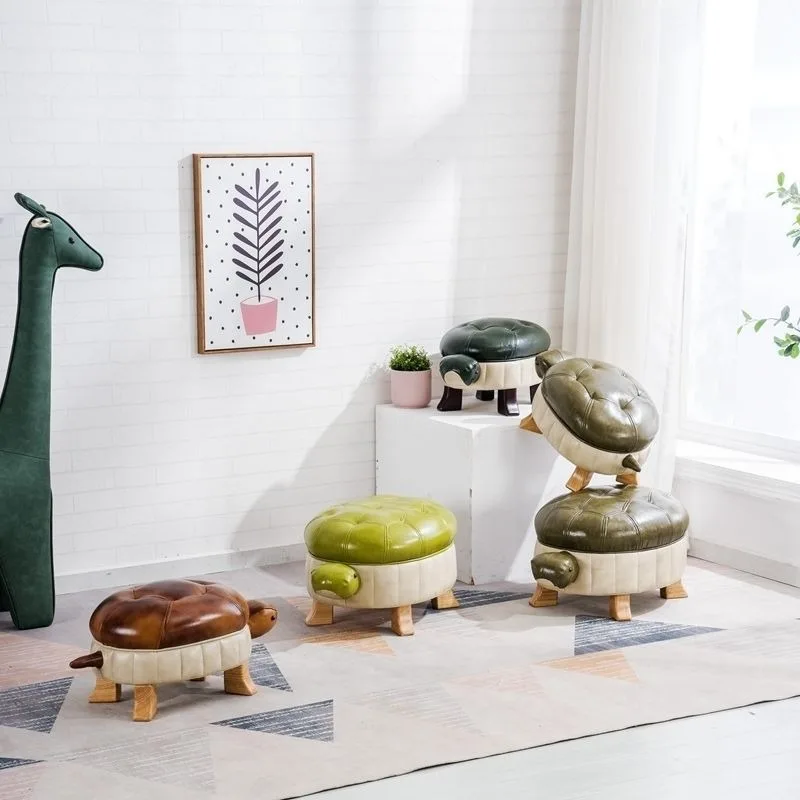 Household shoe changing stool Solid wood footstool Sofa Children's stool