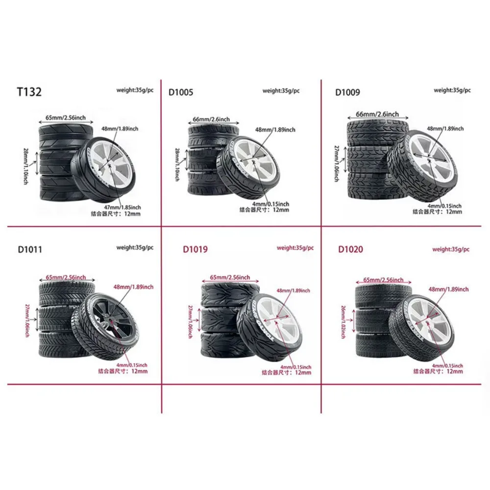 

1/10 MJX10303 RC Remote Control Car Tires Drifting and Running Nylon Rim PTG TT01 Hsp94123 Universal Toy Car Rally Tires