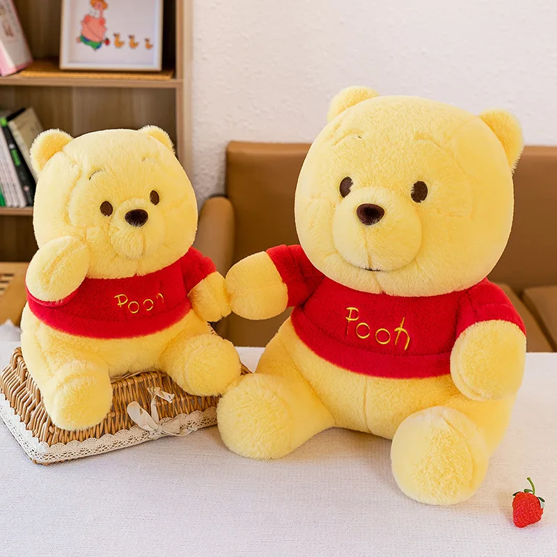 

New Sitting Plush Winnie The Pooh Bear Kawaii Stuffed Animal Pillow Toy for Kids Birthday Gift Wholesale From Factory