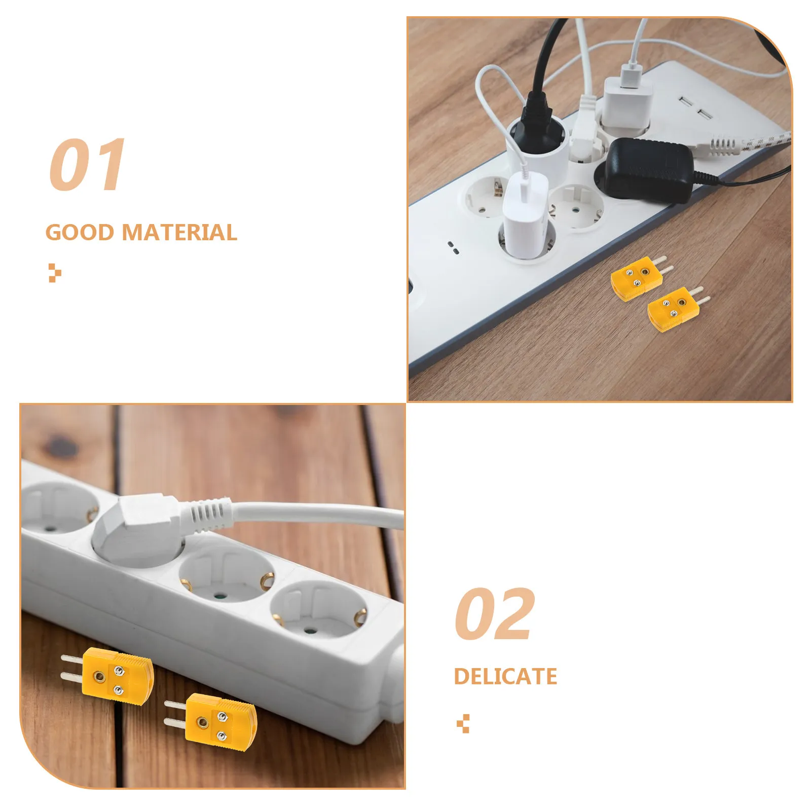 6Pcs K Type Thermocouple Adapter Male Female Connector ABS Wear Resistant Material for Reliable Wire Connection and Easy Use