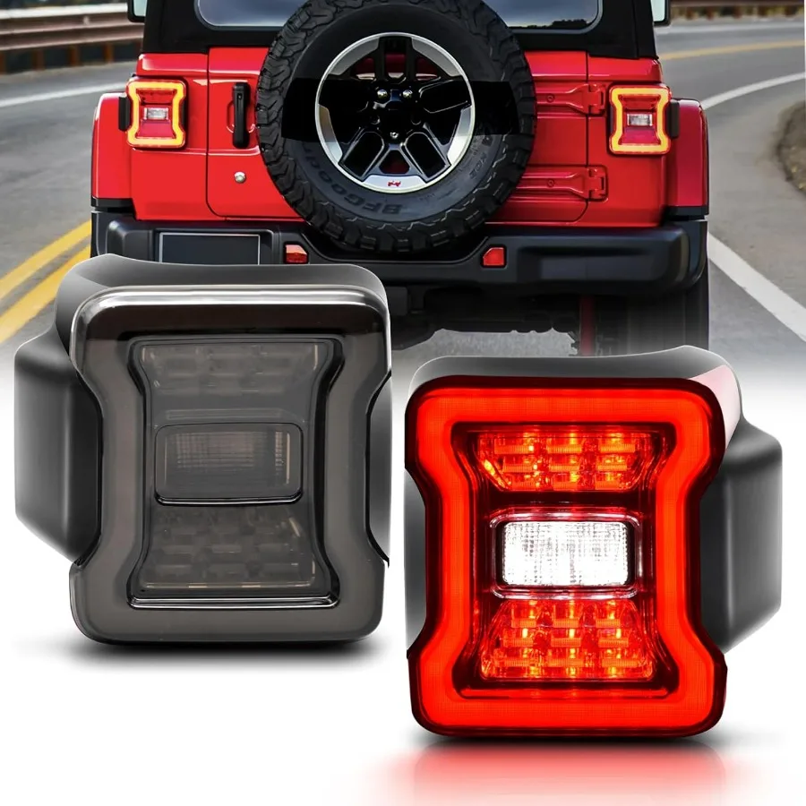 

Full LED Tail Light Fit for 2018 2019 2020 2021 2022 2023 Jeep Wrangler JL(For Stock Halogen Model to Upgrade to FULL LED),LED R