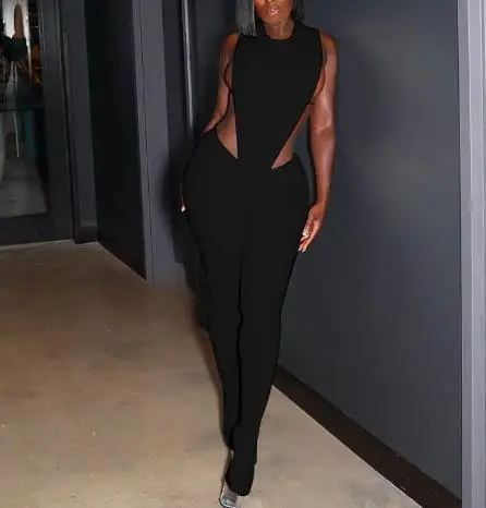 

Summer Round Neck Inverted Triangle Waist Baring Back Strap Jumpsuit for Women, Sexy and Personalized Foot Stomping Jumpsuit