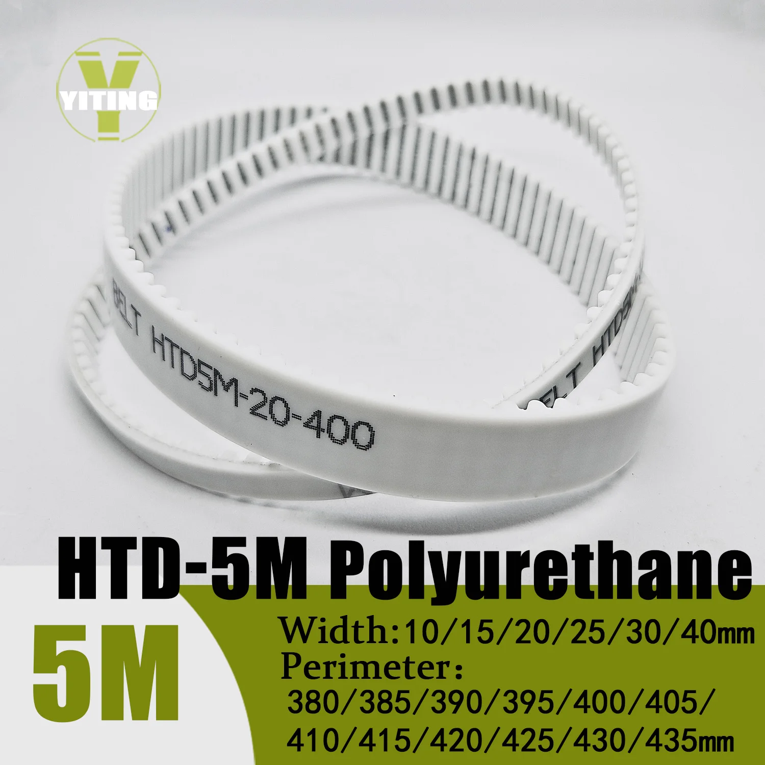 HTD5M Polyurethane Steel Wire Connecting Belt Length 380/385/390/395/400/405/410/415/420/425/430/435mm Width10/15/20/25/30/40mm