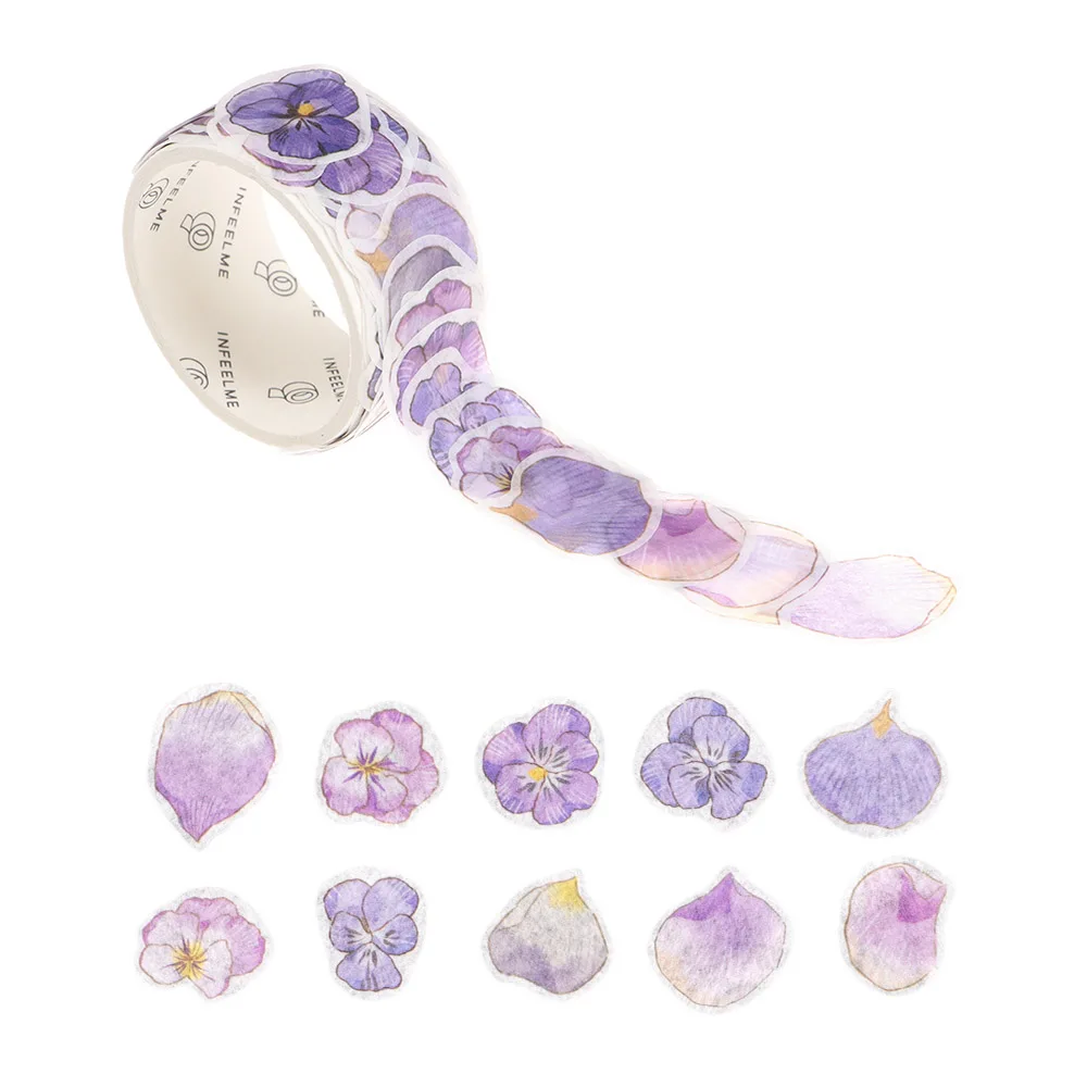 100Pcs/Roll DIY Sticker Scrapbooking Mushroom Butterfly Flower Washi Tape Adhesive Tape Masking