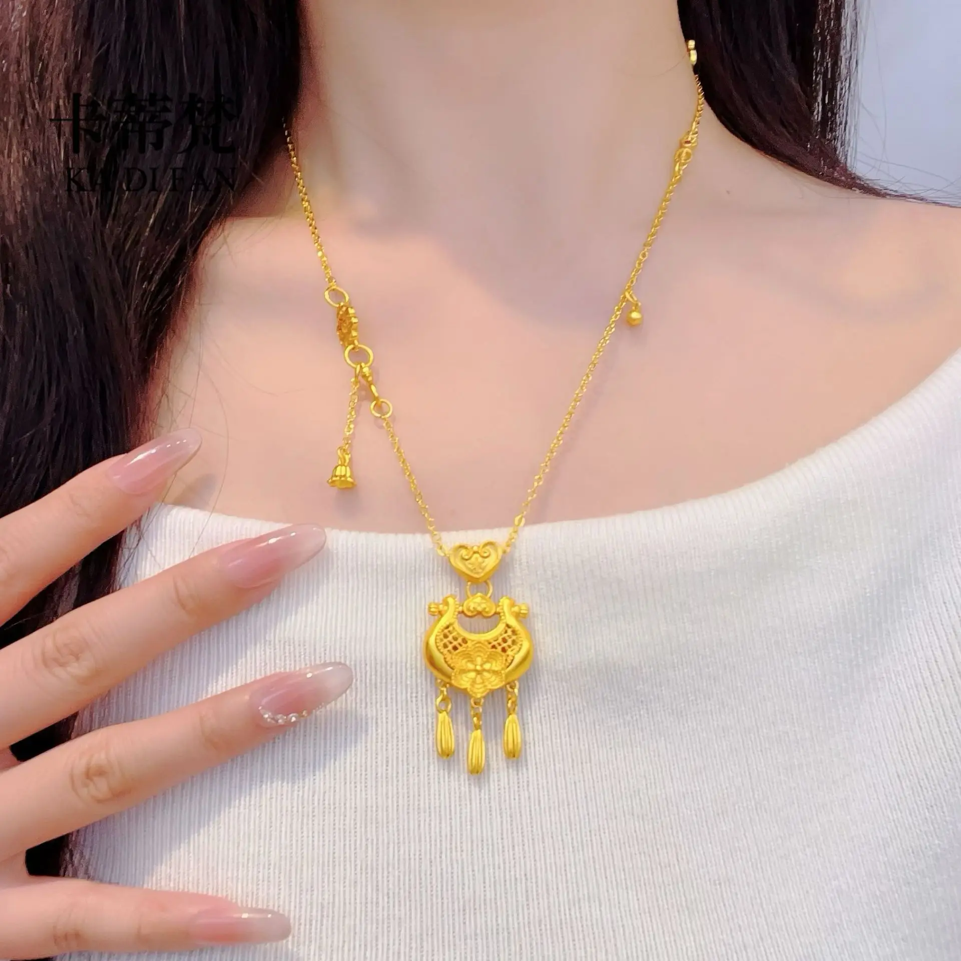 

Золотое ожерелье для женщин из настоящего золота 9999 пробы (24K) в стиле Gold Shop, сексуальная цепочка на ключицу, модное роскошное украшение для вечеринок