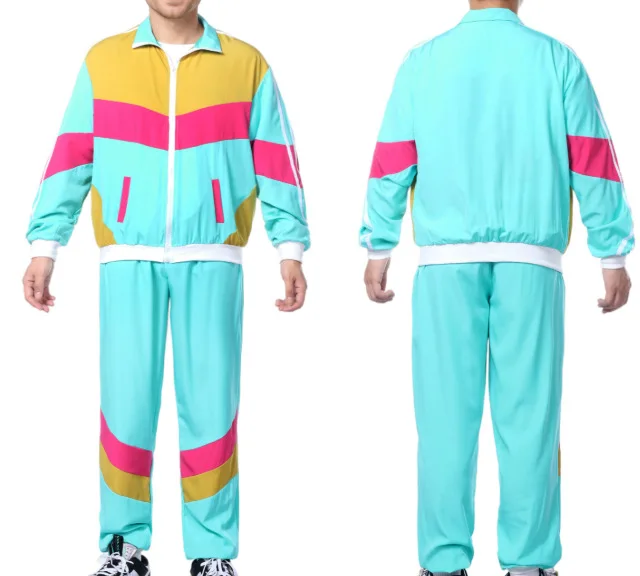 

Halloween Suit 80s 90s Shell Suit Party Dress Costume Retro Tracksuit 90s Hip Hop 80s Costumes For Men Windbreaker And Pants