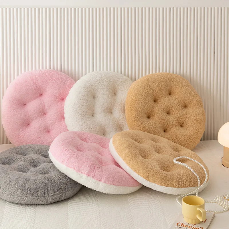 Lamb Velvet Chair Cushion Round Super Soft Ground Buttocks Futon Bedroom Bay Window Tatami Stool Cushion Thickened Decoration