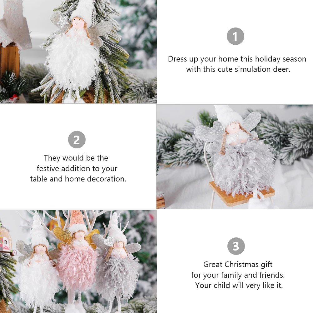 

3pcs Angel Christmas Tree Hanging Decor Creative Cloth Pendant For Home Garden Porch Party Xmas Ornament Accessory