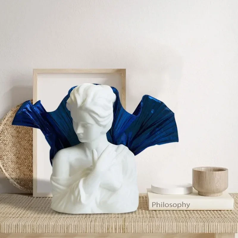 Modern art dream blue mermaid girl sculpture high-end niche statue living room entrance soft decoration ornament