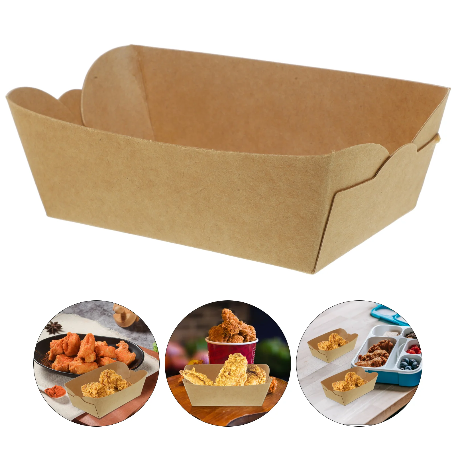 100 Pcs Kraft Paper Picnic Box Packing Boxes Snackbox Comales for Large Tortillas Case Sandwich Storage Tray Baking Wrap