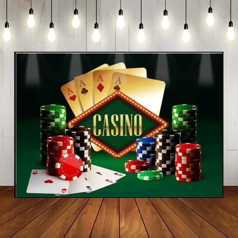 

Background Custom Cake Photography Baby Shower Poker Dice Backdrop Casino Night Party Wall Game Hall Decoration Happy Birthday