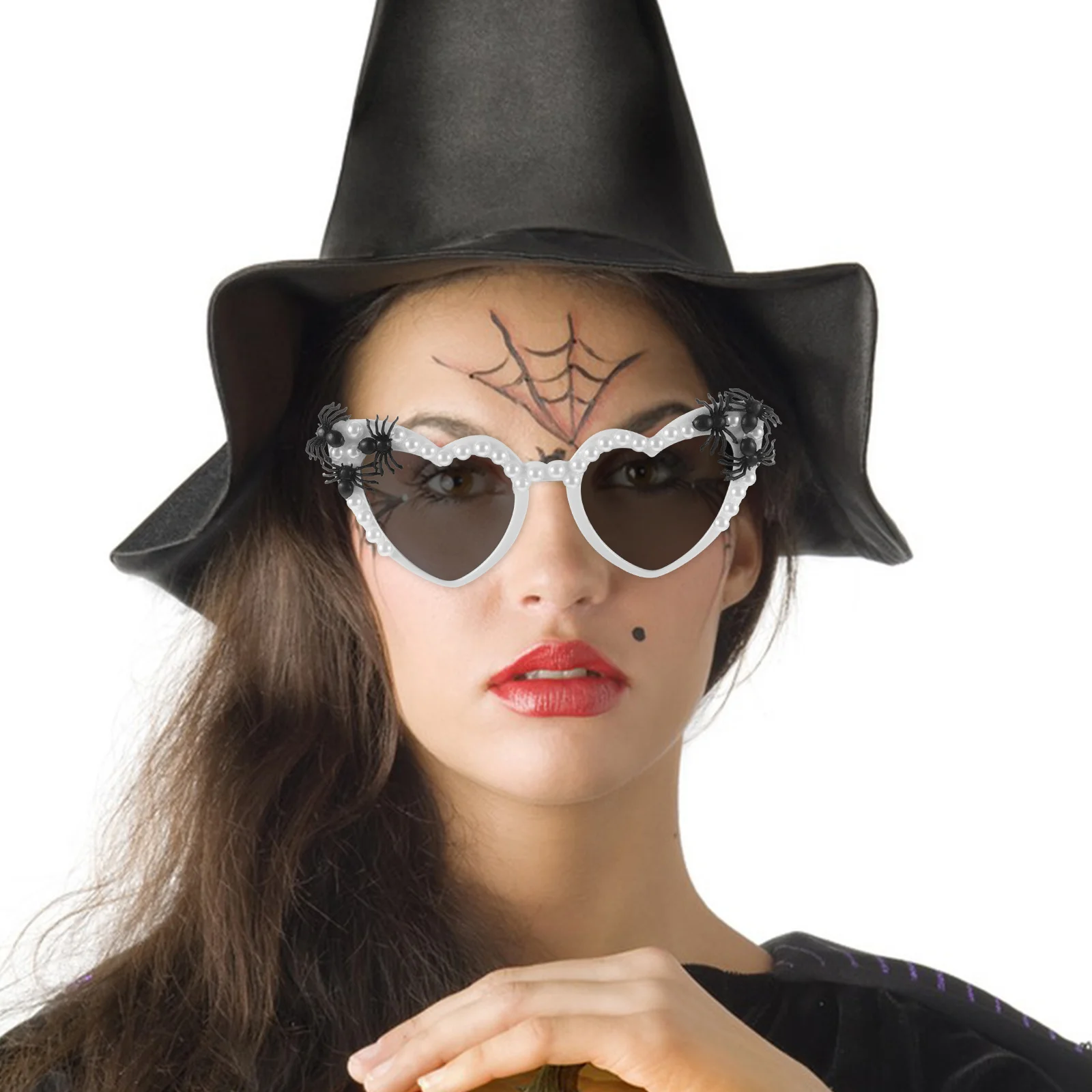 

Halloween Spider Sunglasses Heart Style Lightweight Decorative Party Glasses Cosplay Props Festival Prank Fun Eyeglasses
