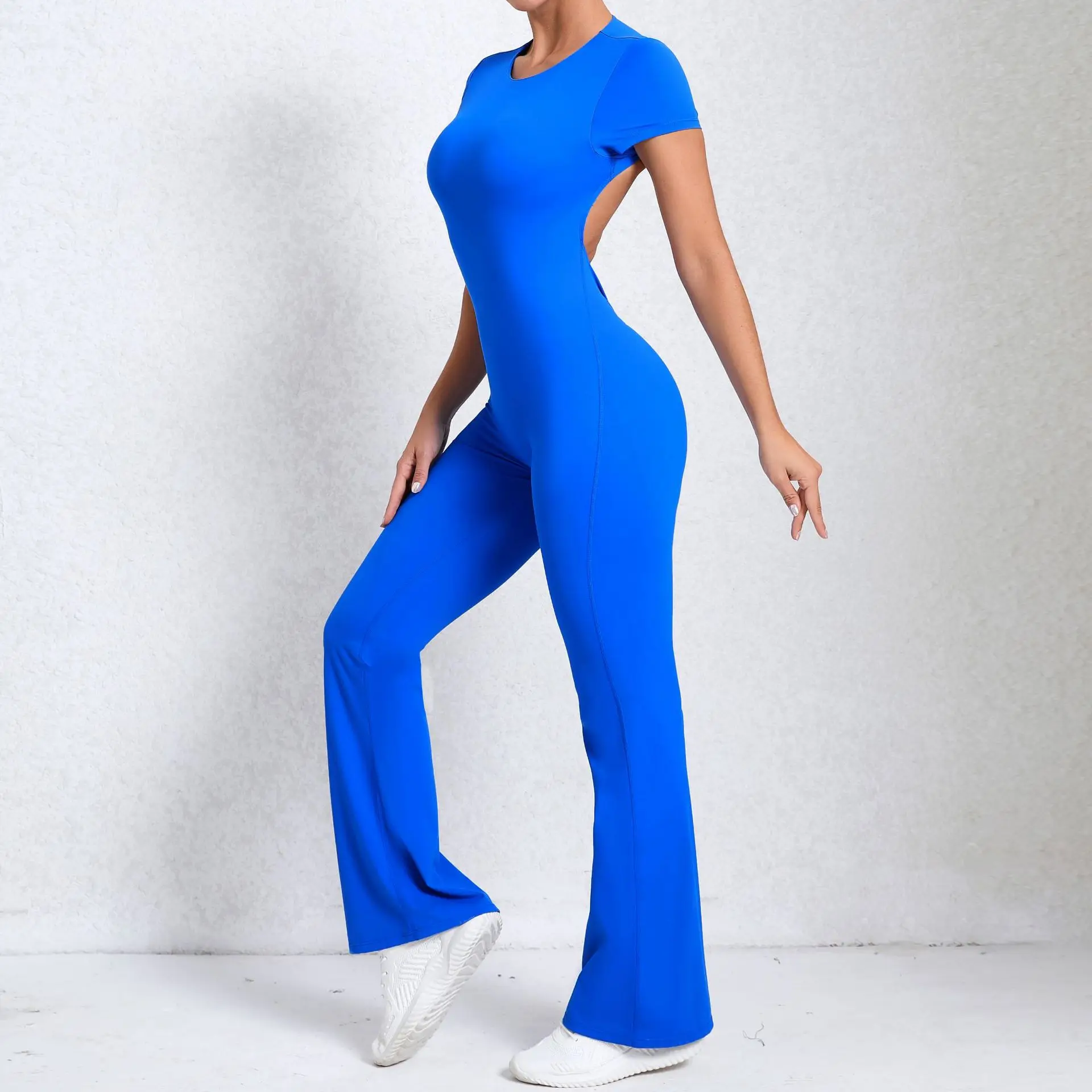 Long-Sleeved One-piece Suit Women Backless Sports Jumpsuit Female Push up Rompers Quick Drying Yoga Clothing Workout Bodysuits image 4
