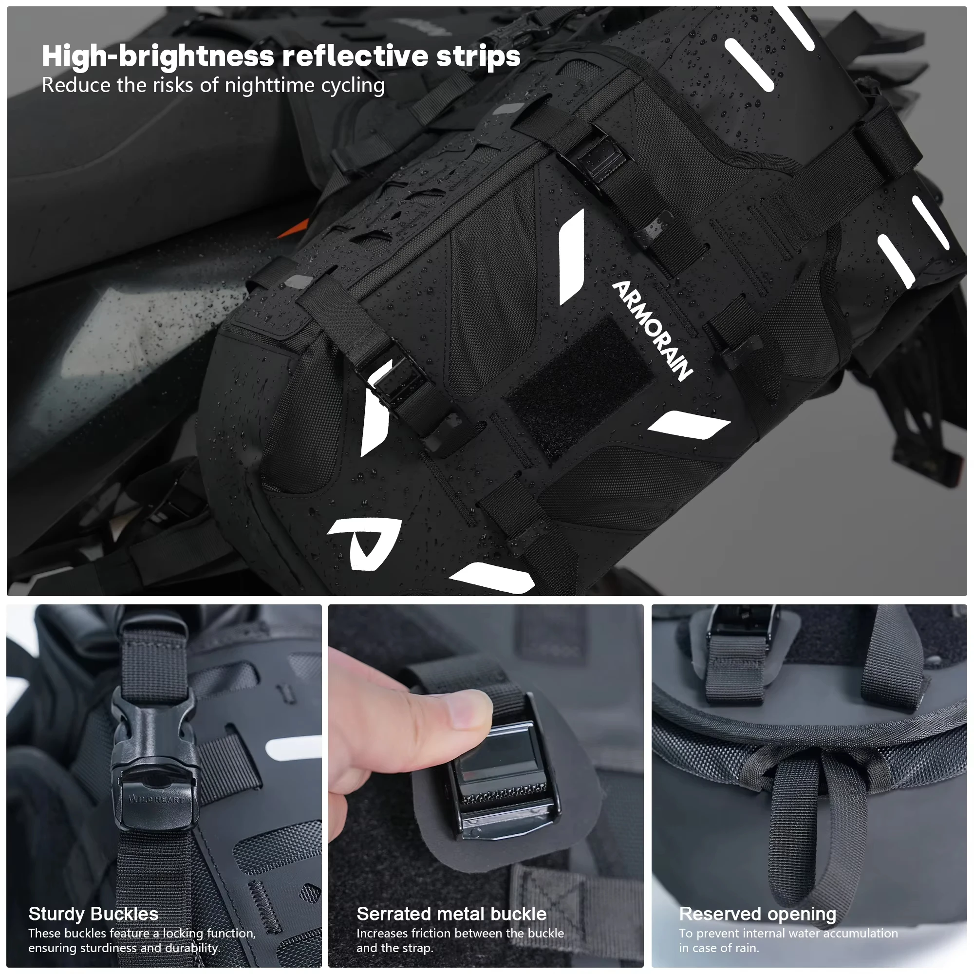 Motorcycle Saddle Bags Waterproof Side Luggage Bags 40L Lightweight Motorcycle Side Panniers for Cross Country Riding Toolkit view 2