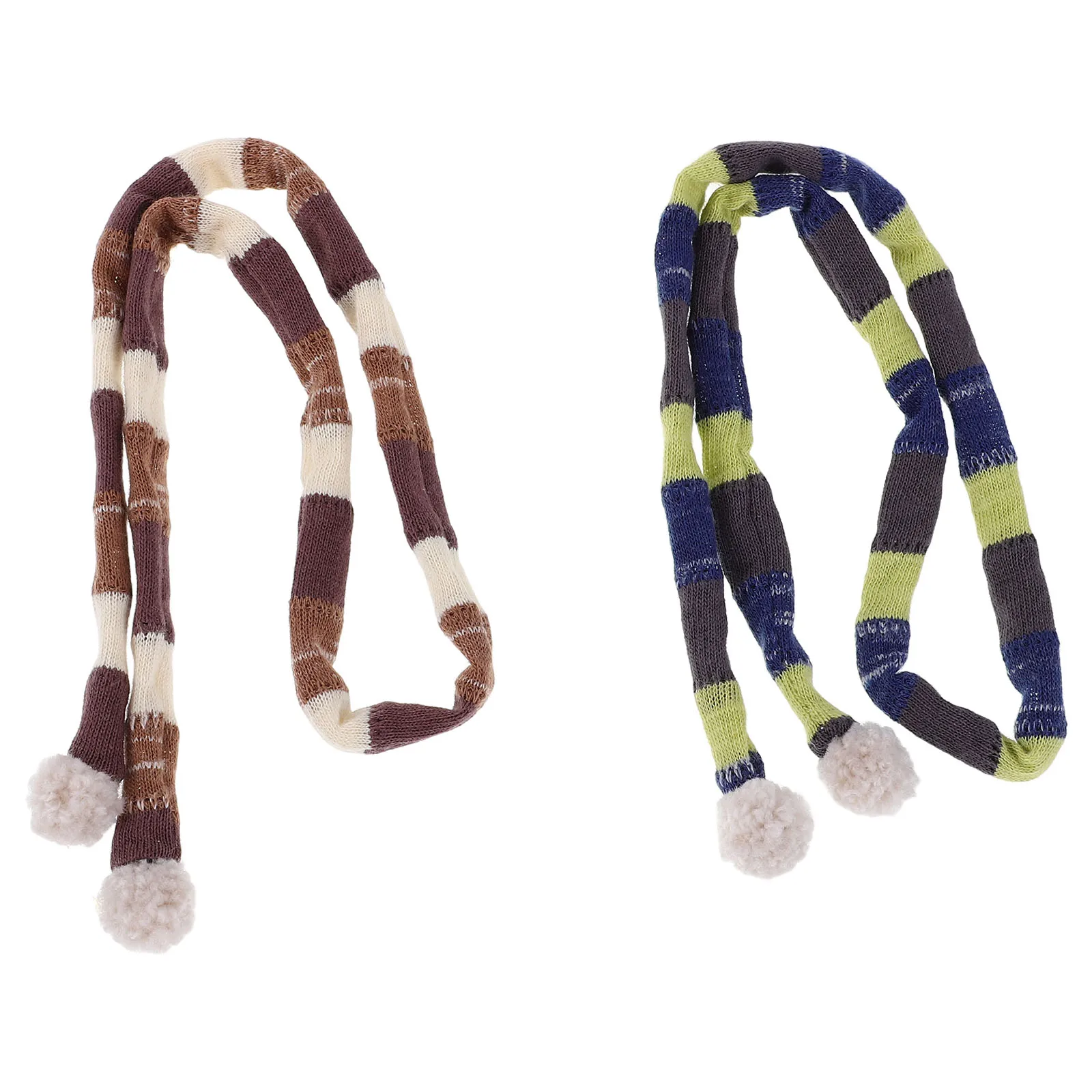 

2Pcs Mini Striped Knitted Scarves Cozy Winter Scarf Decorations for Snowman Crafts Accessories Scarves