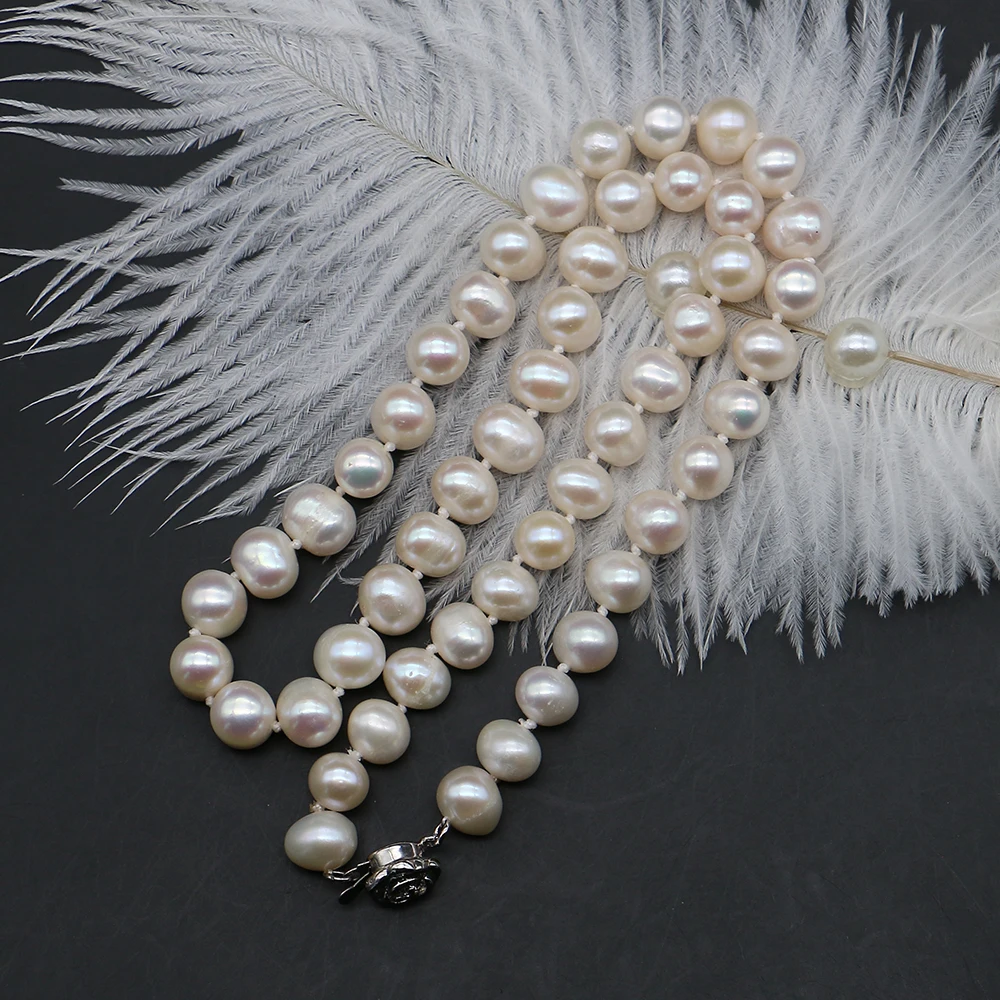 Fashionable Pearl Necklace 8-9mm Natural Freshwater Baroque Pearl Strand Necklace Jewelry for Everyday Outfit Pairing 1strand