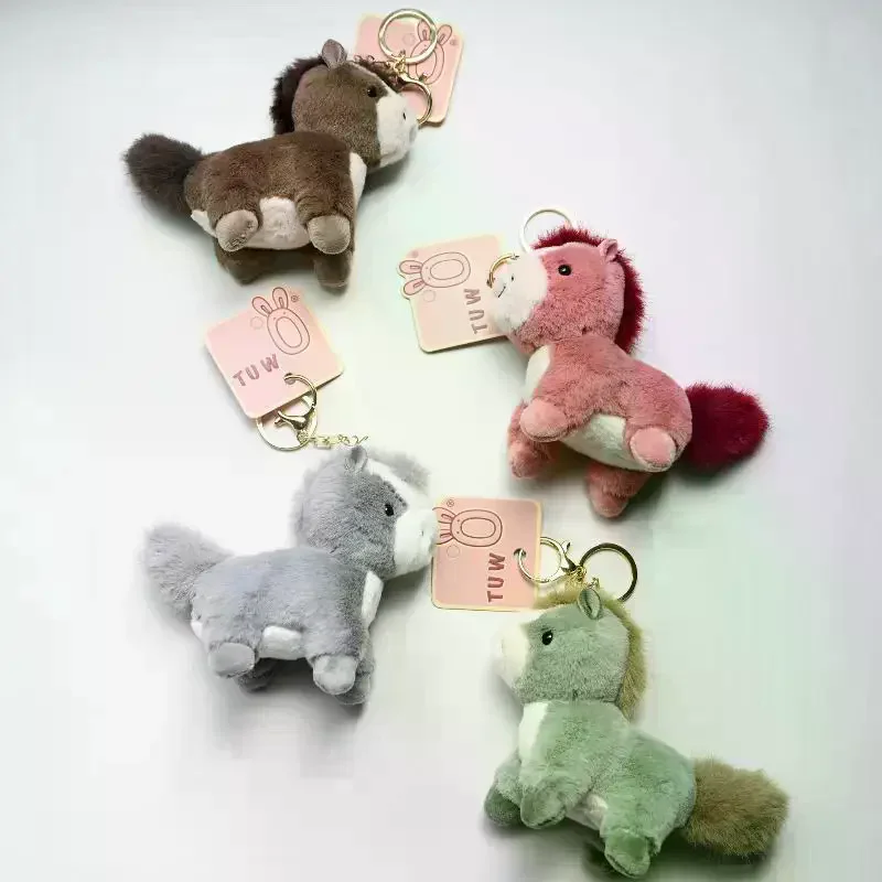 Charmante gevulde paardensleutelhanger; Pluche pony-cartoonpop; Rugzakdecoratie; Sleutelhanger; Ideaal voor kerst- en nieuwjaarscadeaus