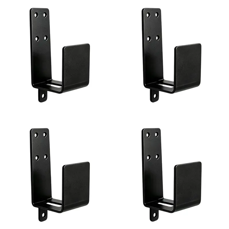 A25F-Black U-Shaped Bar Holders-4Pcs Heavy Duty Door Security Brackets-Upgraded For Home