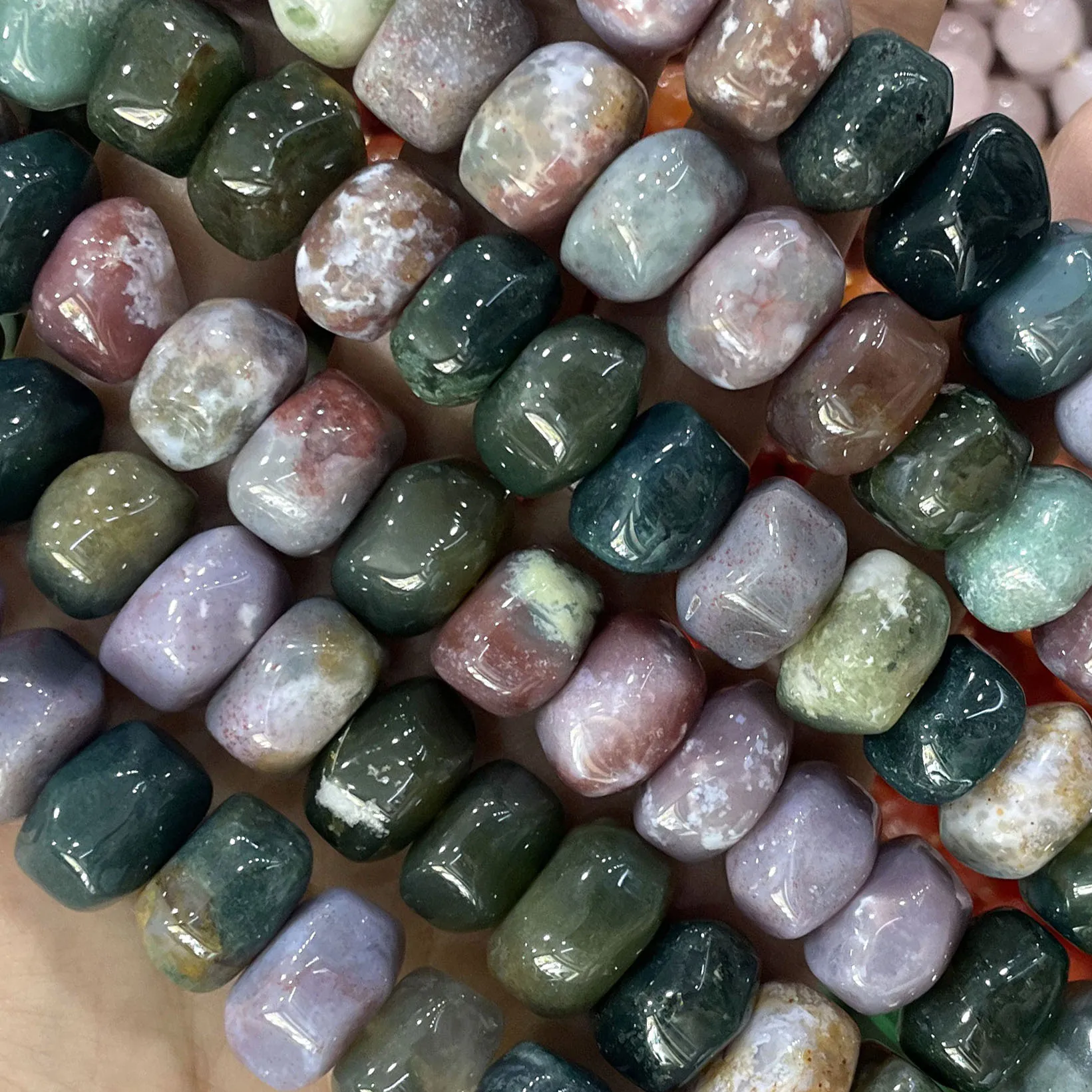 Naturstein, facettiert, unregelmäßig, Aventurin, Amazonit, Achat, Spacer-Perlen für die Schmuckherstellung, DIY-Armbänder, Halsketten, 10 x 14 mm. – Detail 7