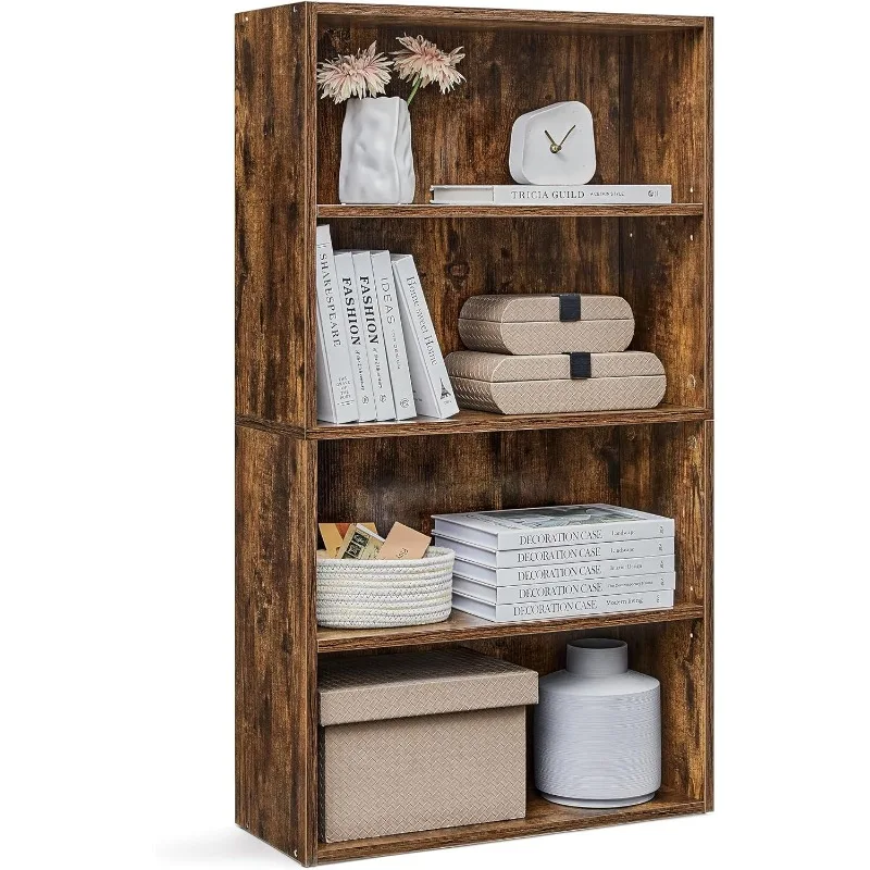 

Bookshelf, 23.6 Inches Wide, 4-Tier Open Bookcase with Adjustable Storage Shelves, Floor Standing Unit, Rustic Brown ULBC164X01