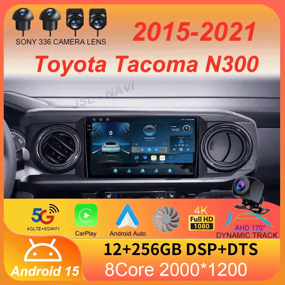 Car Radio Android 15 Carplay Auto For Toyota Tacoma N300 2015-2021 Multimedia Video Player GPS Navigation Stereo Head Unit Audio
