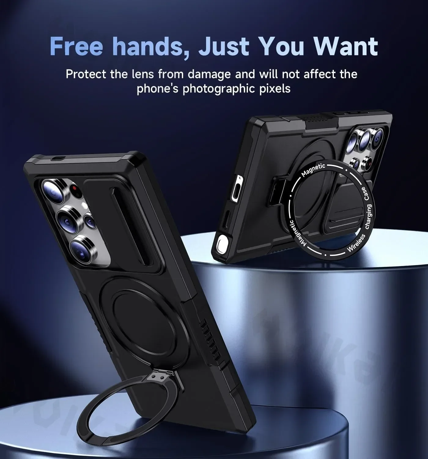 Slide Camera Case For Samsung S25 Ultra S24 S25 Plus Ultra Magnetic Heavy Duty Shock Absorption Body Protective Kickstand Cover