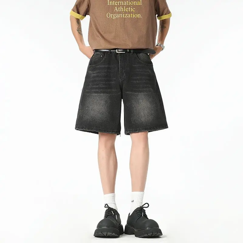 

New High-end Denim Shorts for Men in Spring Summer Men's Loose Versatile Jeans Trendy Brand Business Casual Denim Shorts Vintage