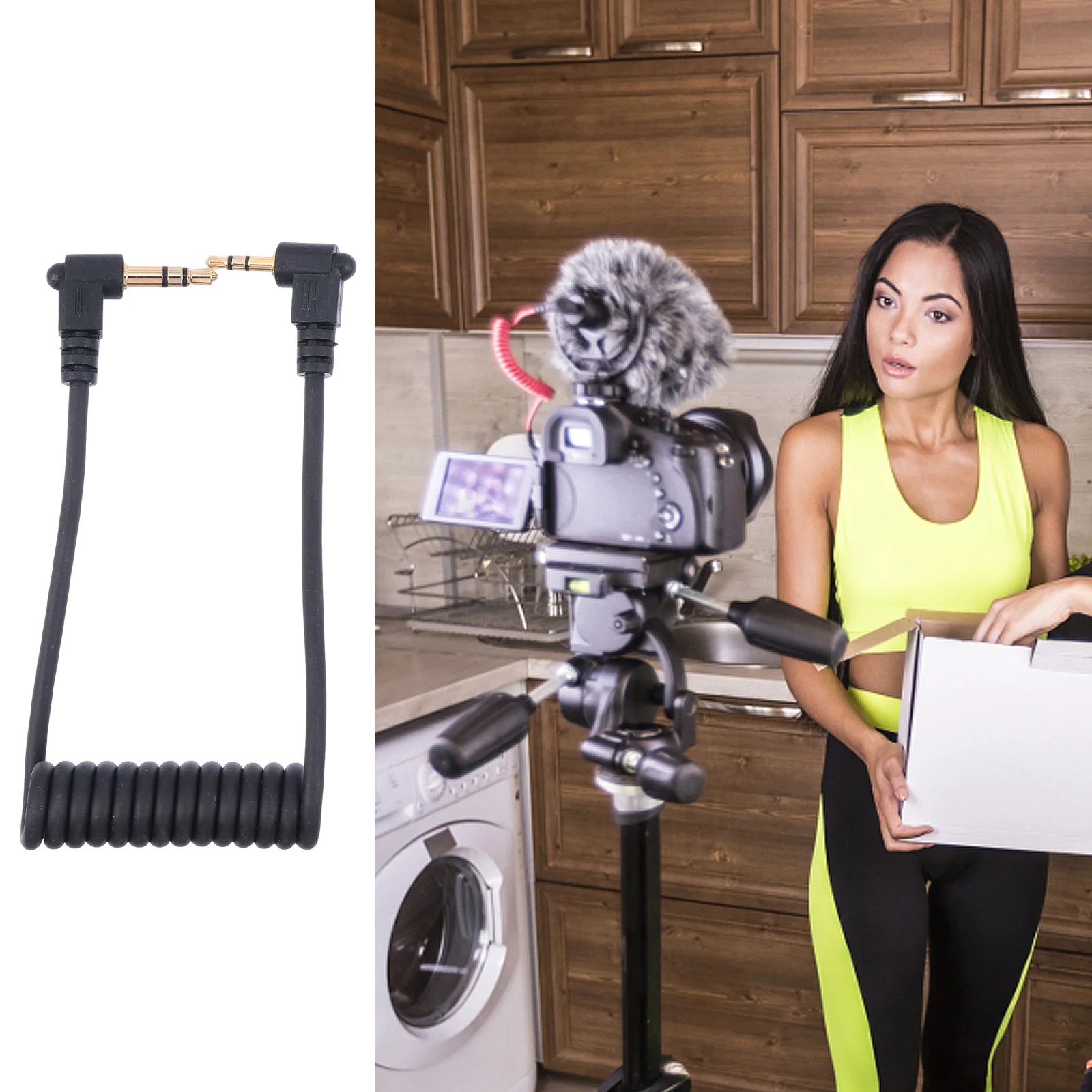 

Microphone Cable 2.5Mm To 3.5Mm Trs To Trrs Male Adapter Coiled Wire For Phone Camera Video Recording Replacement Stereo Adapter