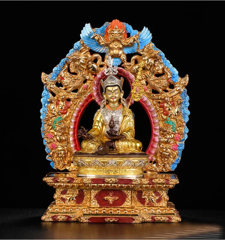 large high-grade HOME shrine altar worship buddha Color painting Padmakara Guru Rinpoche copper GARUDA supanna Divine altar