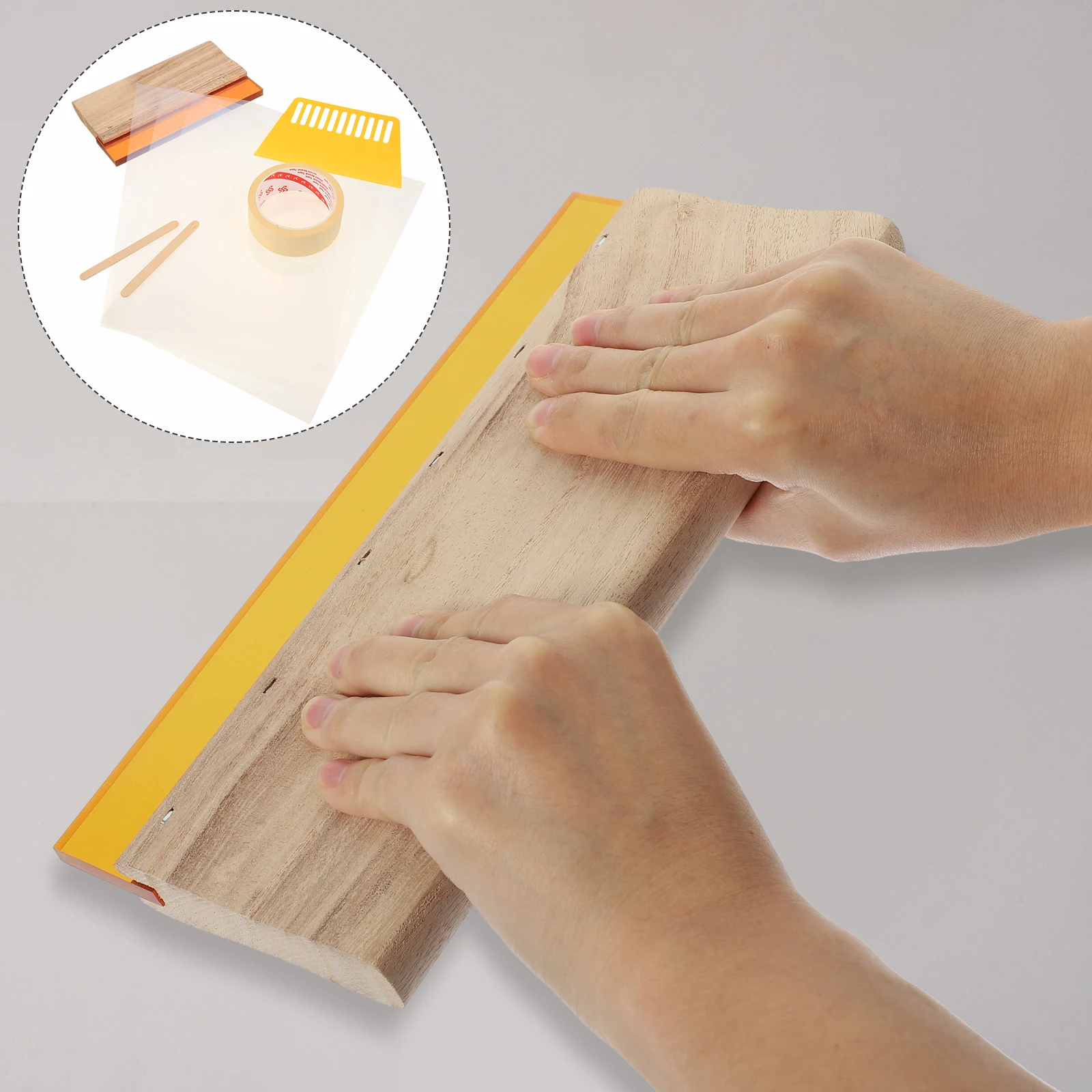

Screen Printing Kit Hand Water Ink Scraper Scratch Board Wood Handle Scraping Tool Squeegee Durable Miss