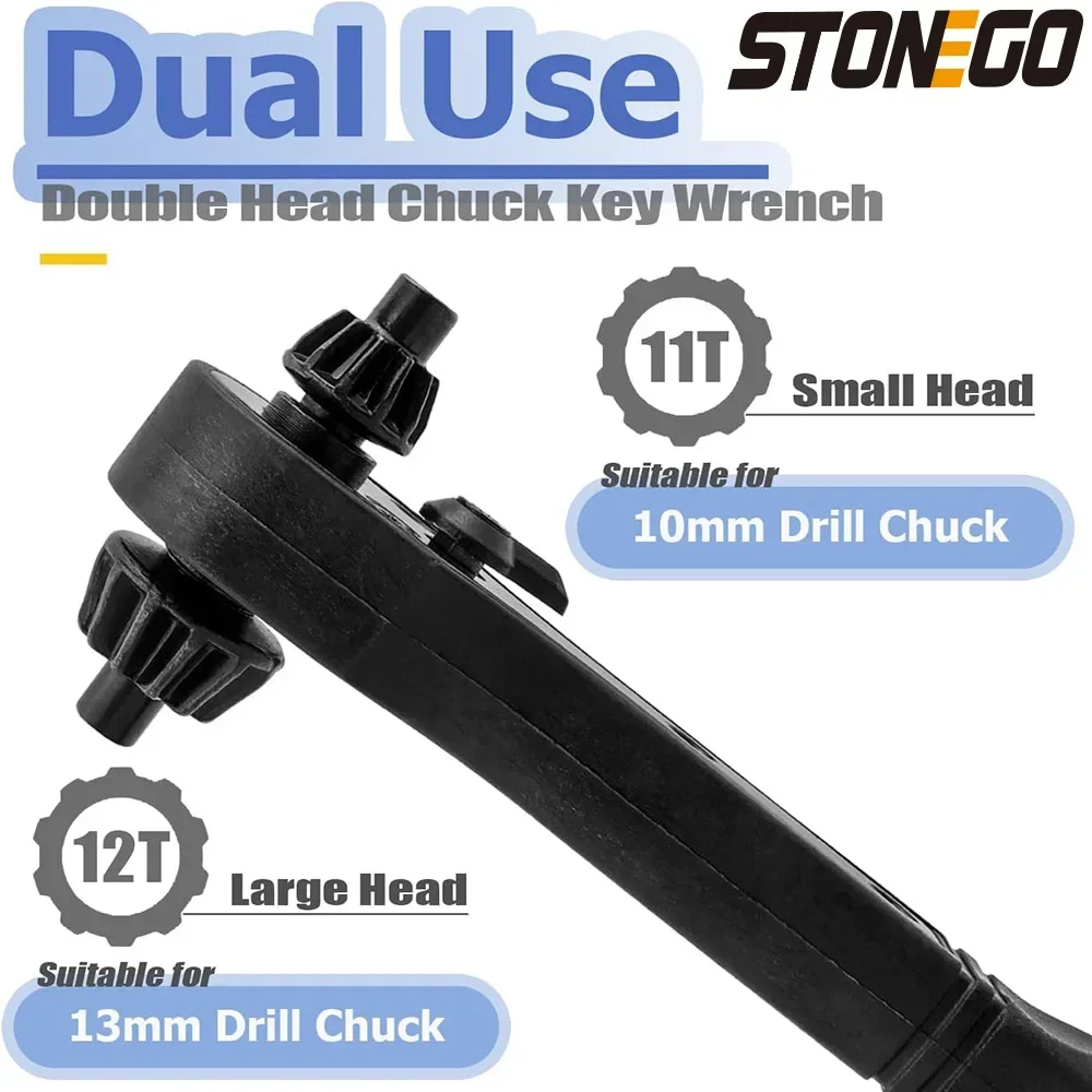 STONEGO 2-in-1 Drill Chuck Key Wrench Dual-use Ratchet Spanner for Drill Press Clamping Tool 12.7mm/17.5mm