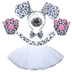 Animal Dog Dalmatian  Headband Tie Tail Tutu Skirt for Kids Girl Women   Party  Birthday Halloween Costume Cosplay