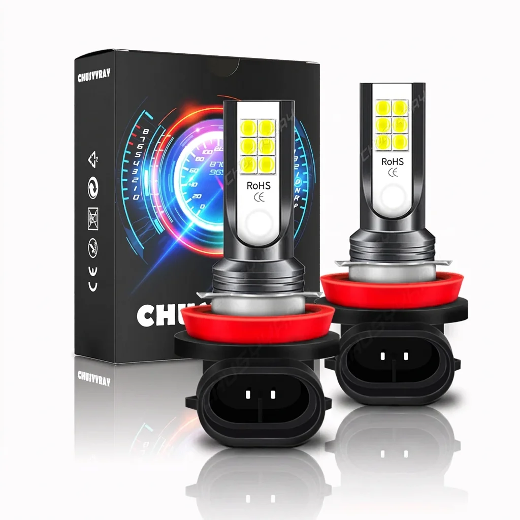 2 bombillas LED H11 para faros antiniebla, lámparas de conducción de alta potencia, luz blanca intensa de 6000K, 4000 lúmenes, 40 W.