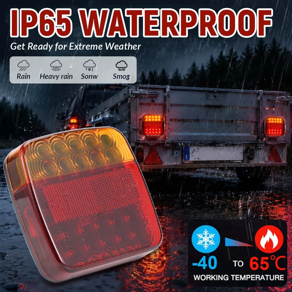 European Standard Wireless Magnetic LED Trailer Tail Light 12V/24V IP65 Waterproof Rechargeable No-Drill For RV Truck Lorry