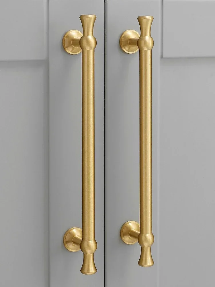 Brass Solid Pull Handles for Cabinet Doors Wardrobes Shoe Cabinets and Drawer Cabinets European Style Surface-mounted Handles