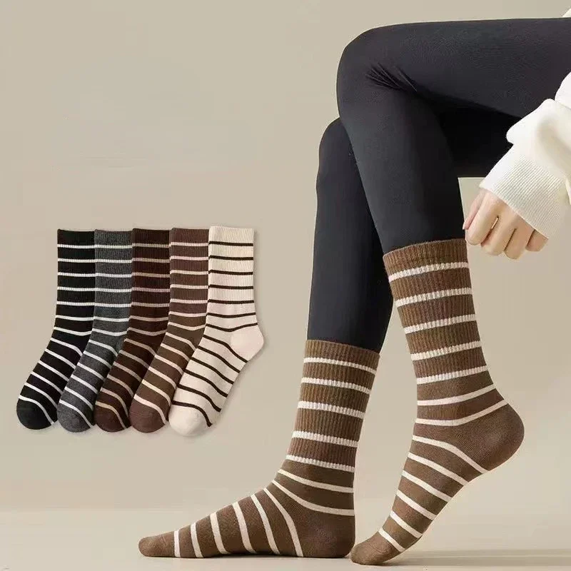 

Striped Mid Tube Socks Thin Sweatshirt Socks