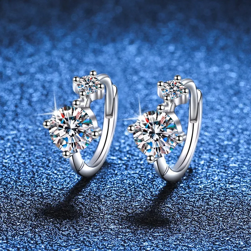 

1.2ct D Color Moissanite Earrings 925 Sterling Silver Hoop Earring for Women Wedding Party Fine Jewelry
