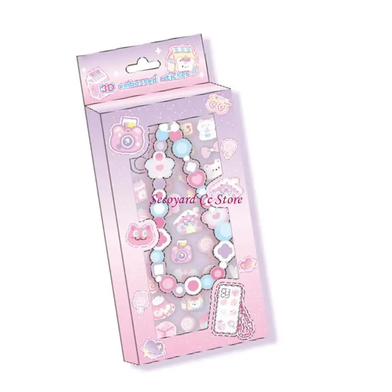 

N3UC Decorative Embossed PVC/PET Sticker with Phone Chain Charm for Art Craft Project