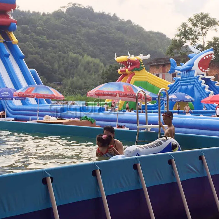 Amusement Game Zone Inflatable Water Park With Pool