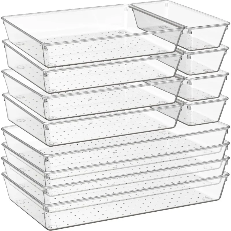 

Large Clear Plastic Drawer Organizer Trays Multipurpose Acrylic Storage for Kitchen Bathroom Makeup Office School