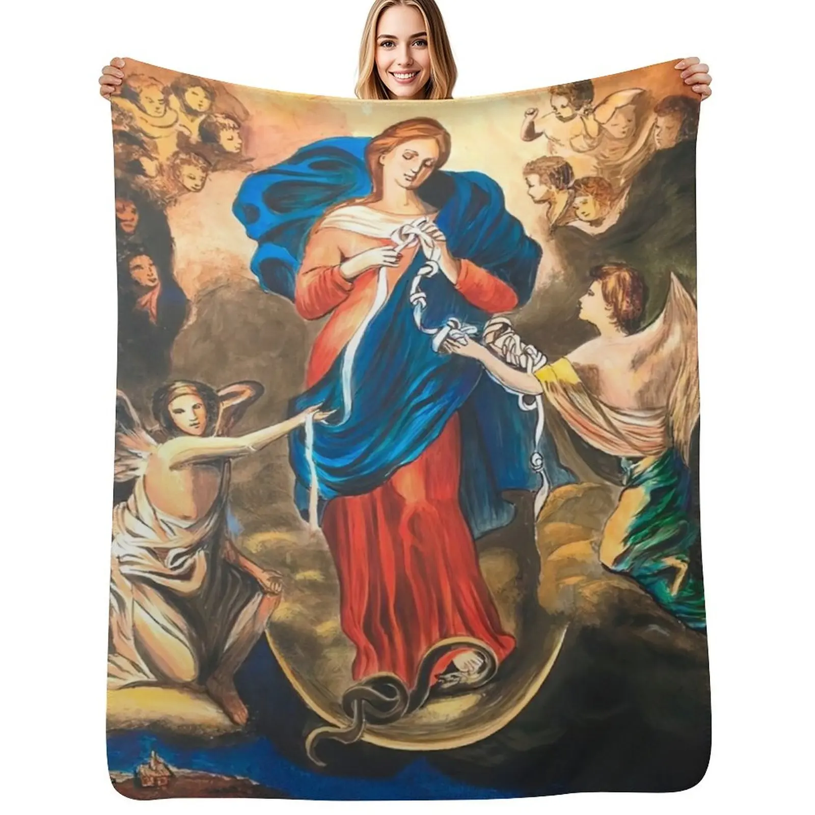 Mary Undoer of Knots Throw Blanket blankets ands Beach Travel Heavy for sofa Hair Blankets
