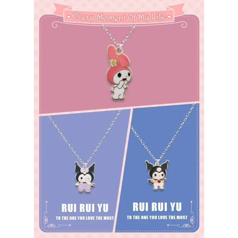 Sanrio Kuromi Necklace Q Character Anime My Melody Sweet Alloy Pendant Decoration Girl Student Children Halloween Birthday Gifts