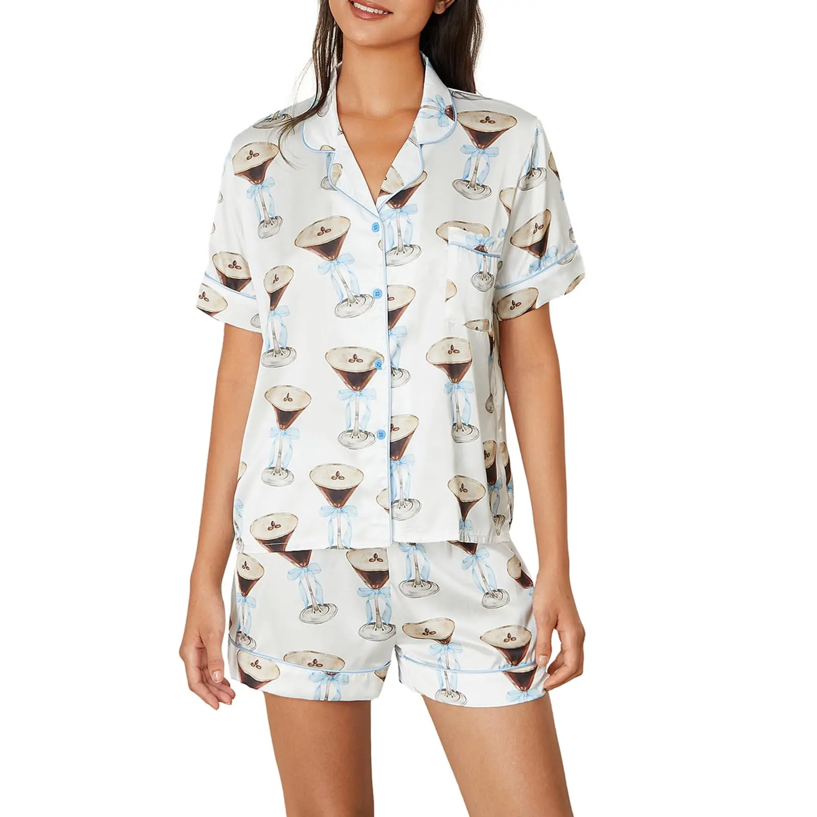 Cowboys Boot Pyjama Y2k 2-delige hartboog Preppy Pjs Coquette shirts met korte mouwen Bijpassende Pj korte set voor dames