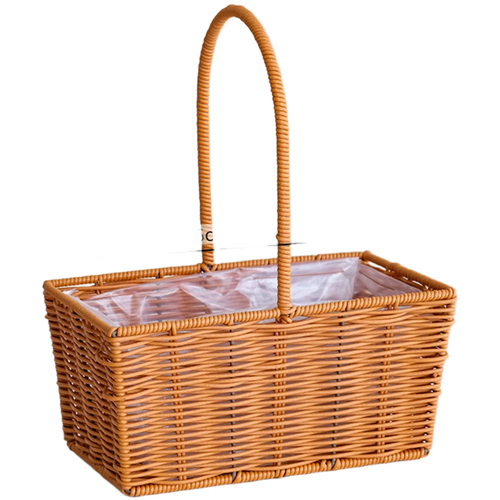 Multi Use Woven Plastic Flower Basket for Garden Picnic Home Office Decor Storage and Fresh Fruit or Flower Display