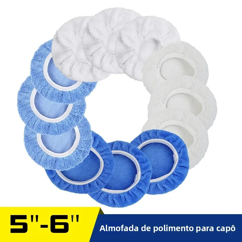 Boina de Polimento de Microfibra e Lã para Polimento Automotivo e Cuidado com a Pintura do Carro, 5-6 Polegadas, para Lixadeira Orbital