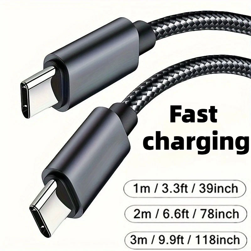 60W Quick Charger Type C To Type C 1M 2M 3M Cables PD Fast Charger Data Cable for iPhone 15 16 17 Pro Max Xiaomi Sunsung Huawei