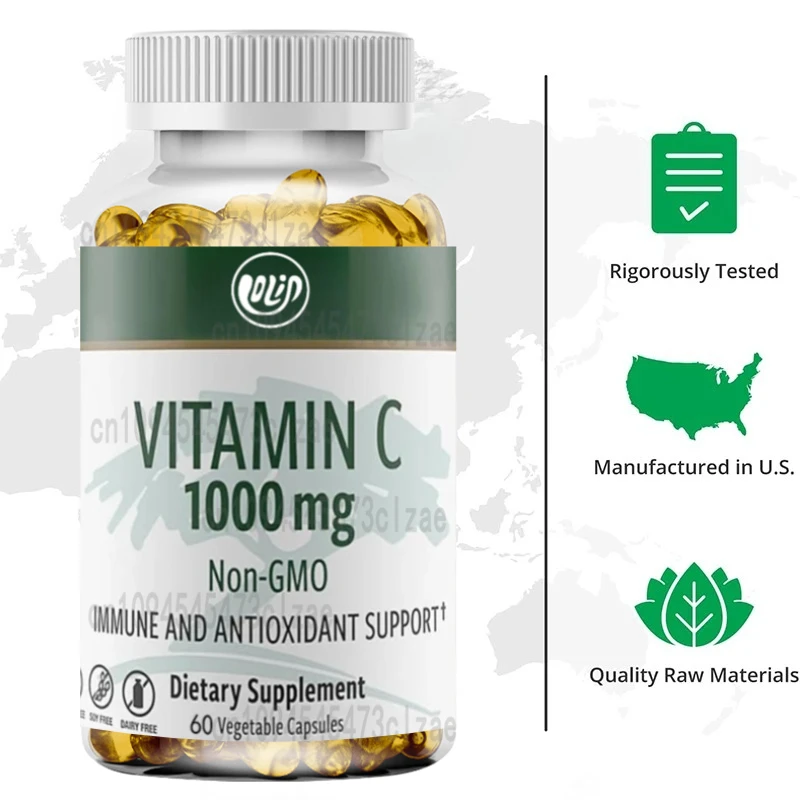 

Antioxidant Supplements That Support Immunity and Heart Health, Vitamin C-60 Vegetarian Capsules From Ascorbic Acid