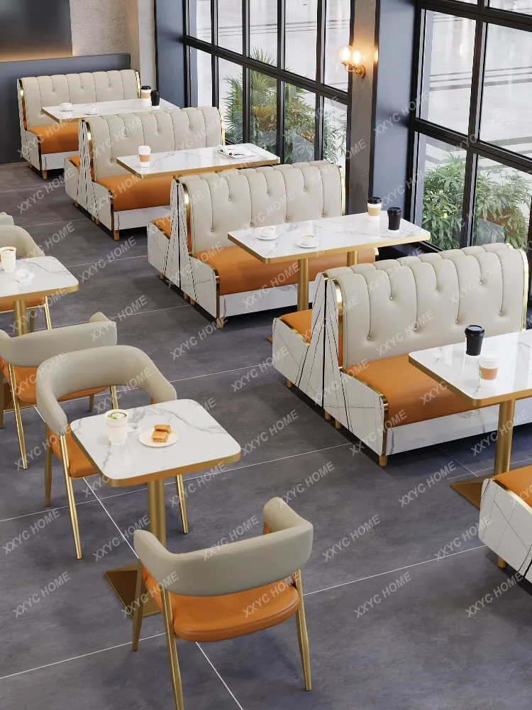Milk tea shop table and chair cafe card seat sofa dining table and chair combination