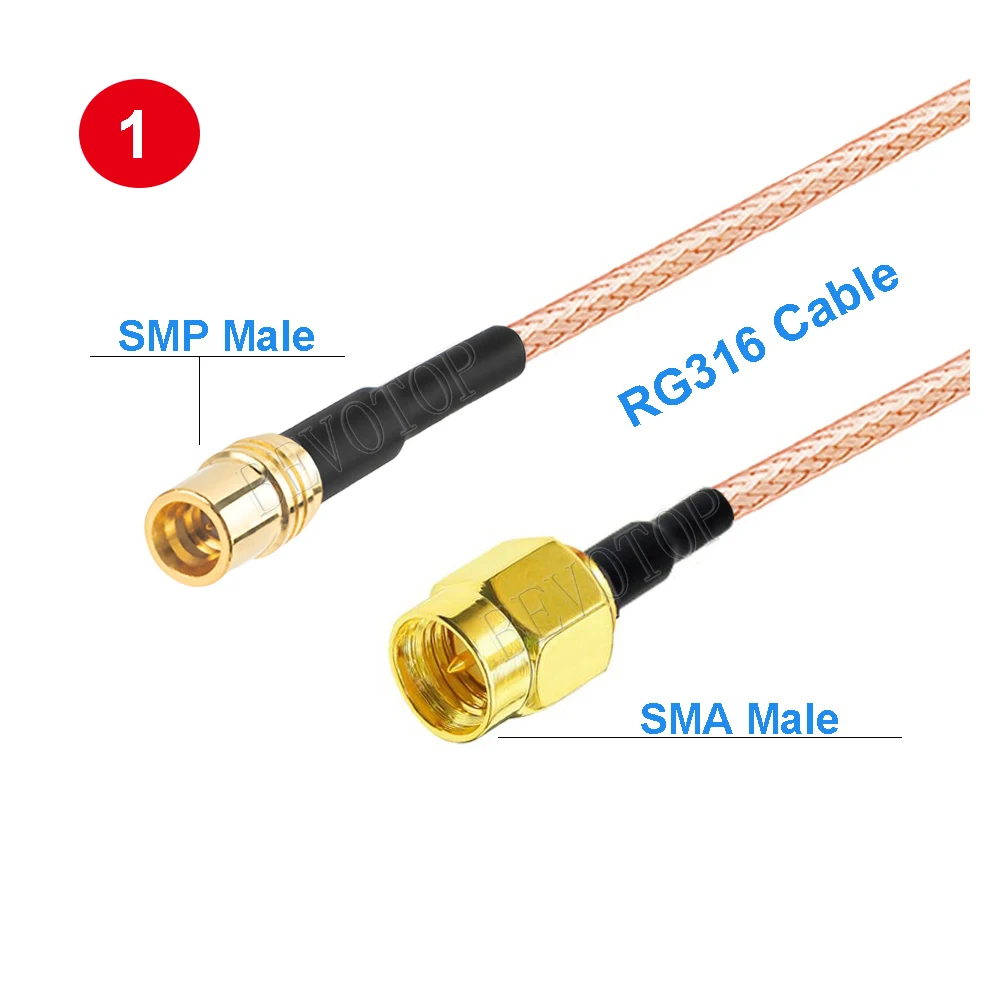1PCS RG316 SMP to SMA Jumper SMP Male to SMA Female Jack / Male Plug Pigtail High Frequency 6Ghz RG-316 Cable BEVOTOP