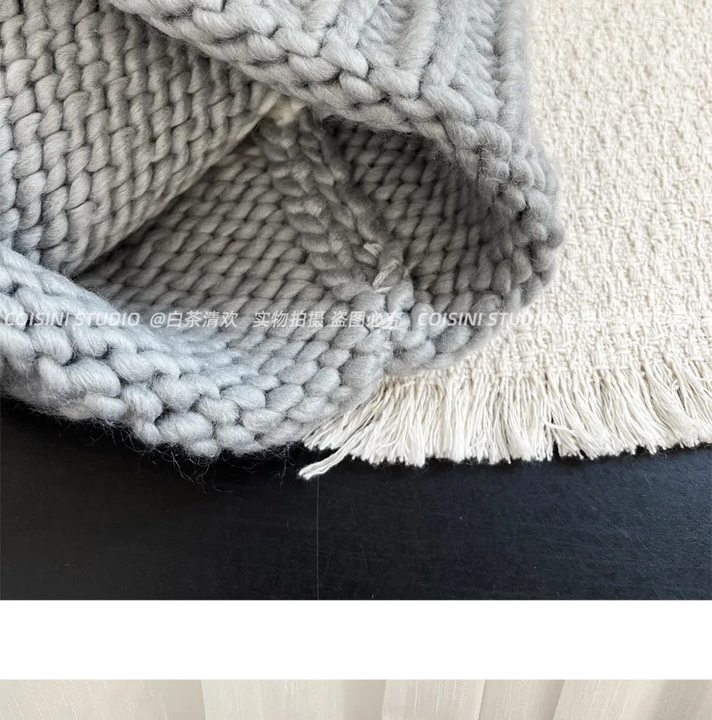Chunky Strickmütze mit Bommel, Unisex, Farbblock-Streifenmuster, dicke, warme Wintermütze mit Umschlag, lässige Streetwear-Mütze – Detail 13